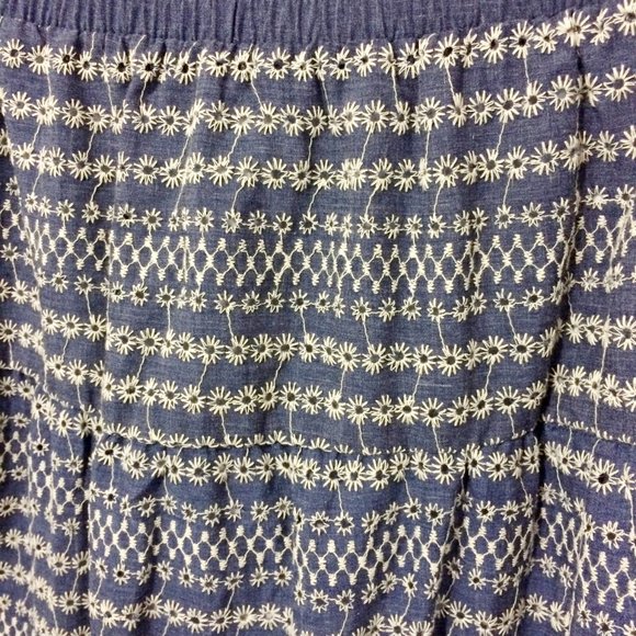 Tommy Hilfiger stretchy elastic waist tiered eyelet striped flower print skirt - Picture 3 of 6